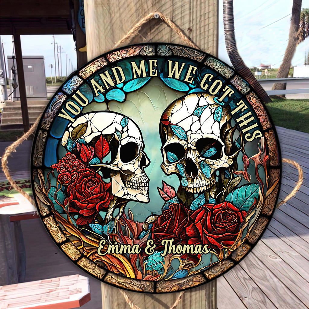 Skull Couple Custom Husband Wife Personalized Door Sign