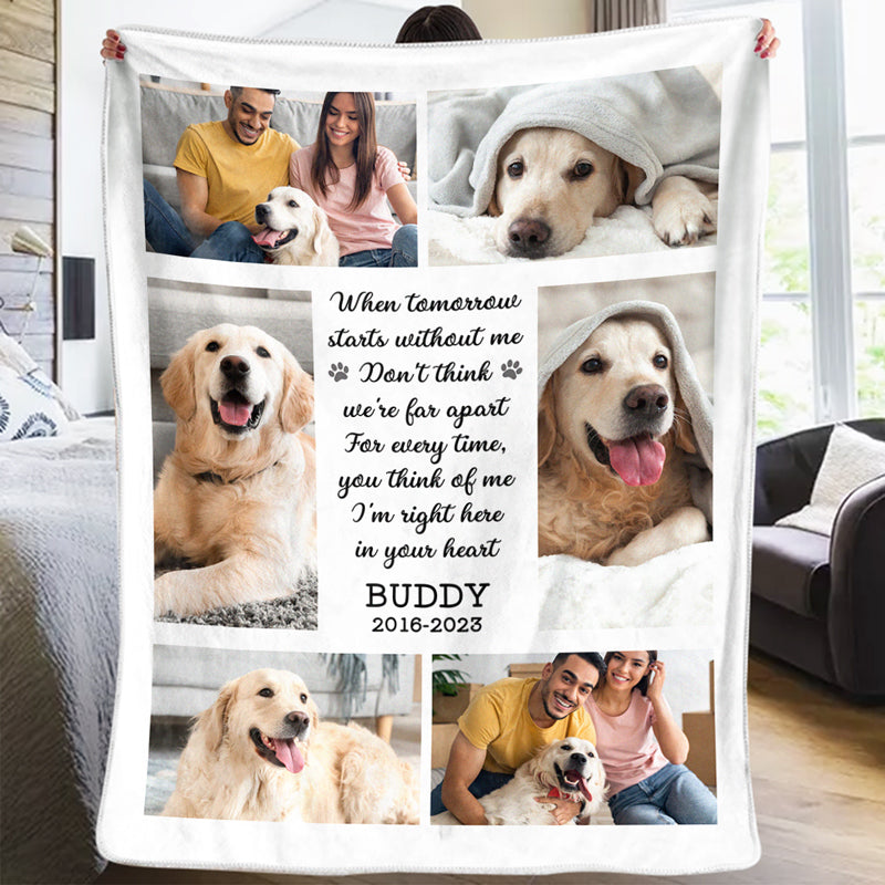 Custom Upload Photo I'm Right Here In Your Heart Personalized Pet Memorial Gift Blanket
