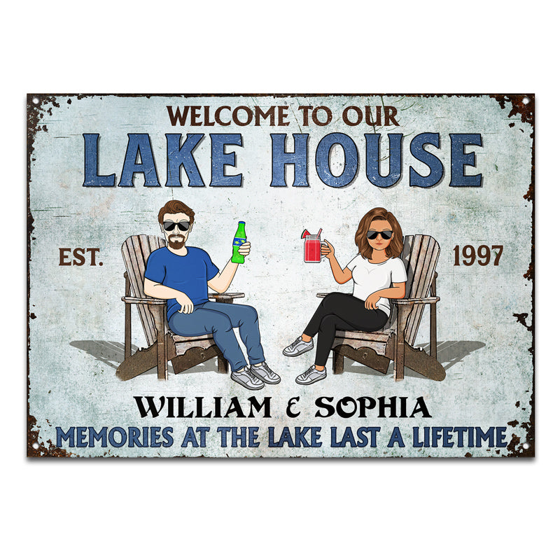 Lake House Memories At The Lake Last A Lifetime Personalized Couple Custom  Metal Signs