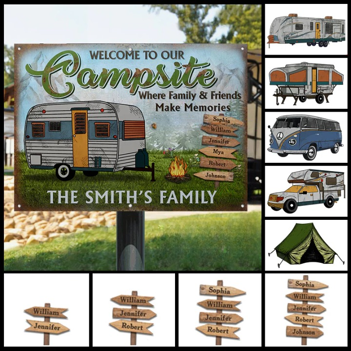 Rusty Camping Welcome To Our Campsite Custom Classic Metal Signs