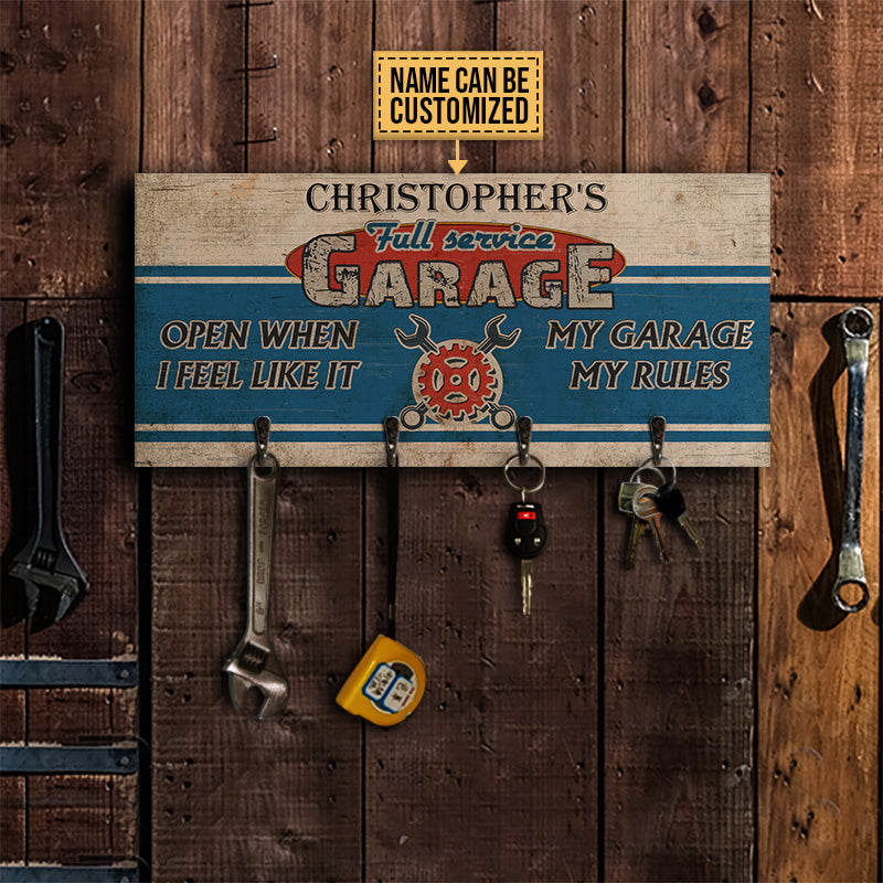 Auto Mechanic Garage Open When I Feel Like Custom Personalized Wood Key Holder