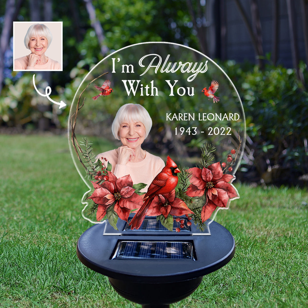 Custom Photo I'm Always With You Memorial Gift For Family Personalized Garden Solar Light