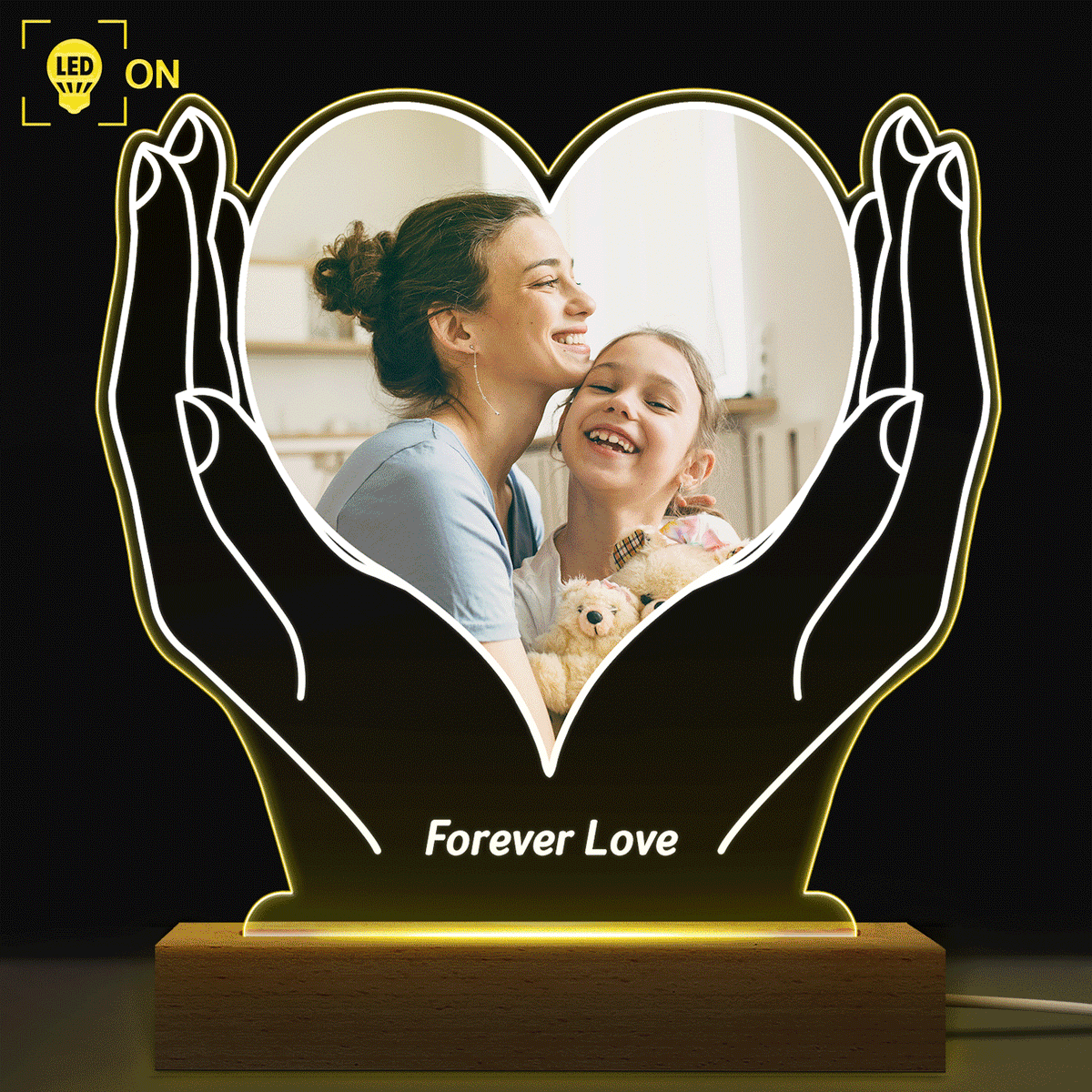Custom Photo Forever Love Gift For Dad Family Personalized 3D Shaped Plaque Light Bases