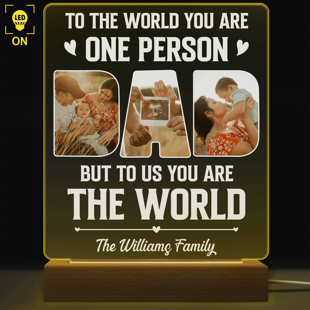 Custom Upload Photo Dad To Us You Are The World Personalized Shaped Plaque Light Bases