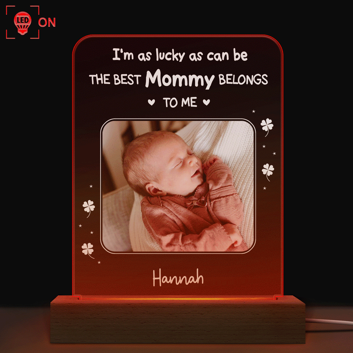 Custom Upload Photo The Best Mommy Daddy Belongs To Me Shaped Plaque Light Bases