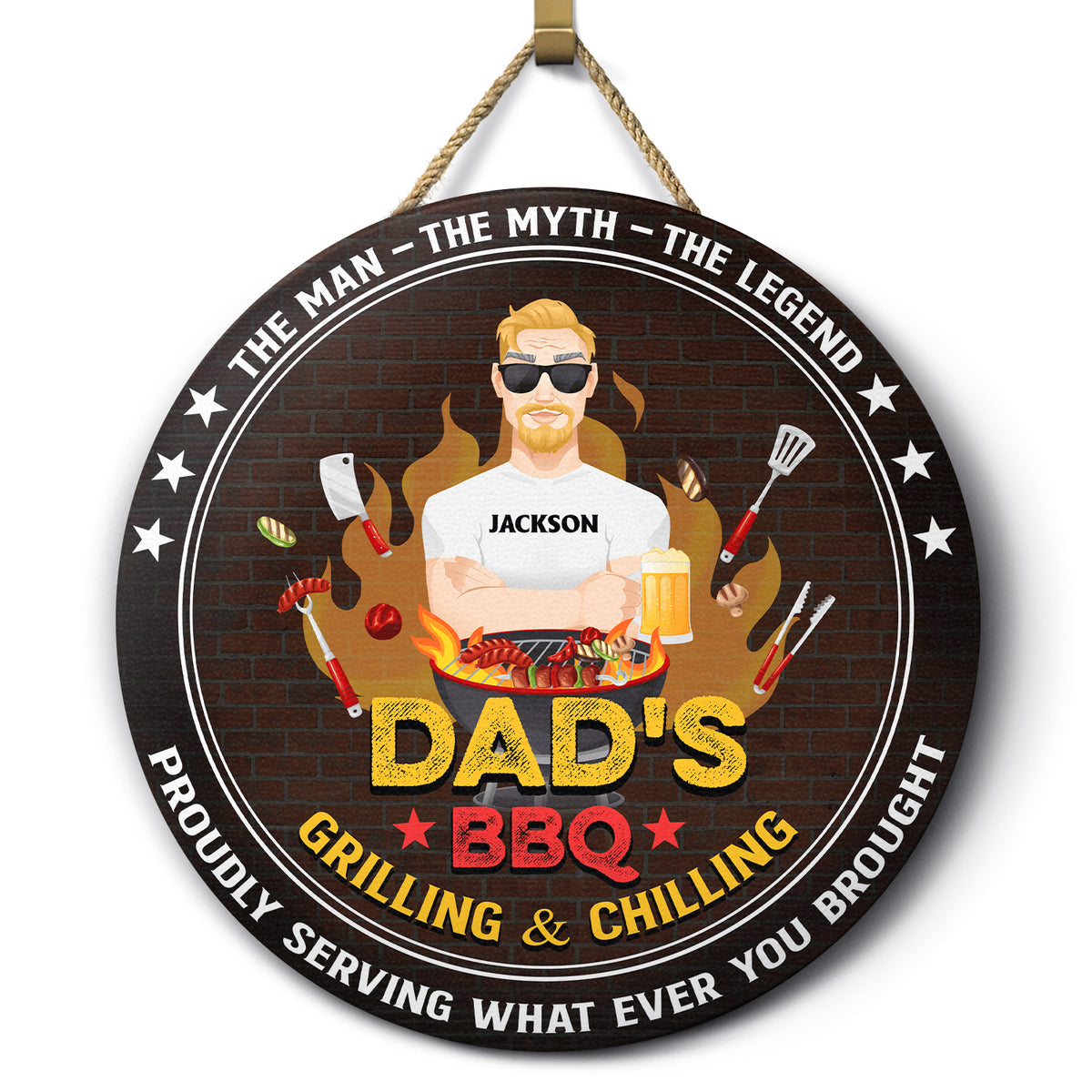 Dad Grandpa The Man The Myth The Legend Gift For Father Grandfather Custom Wood Door Sign