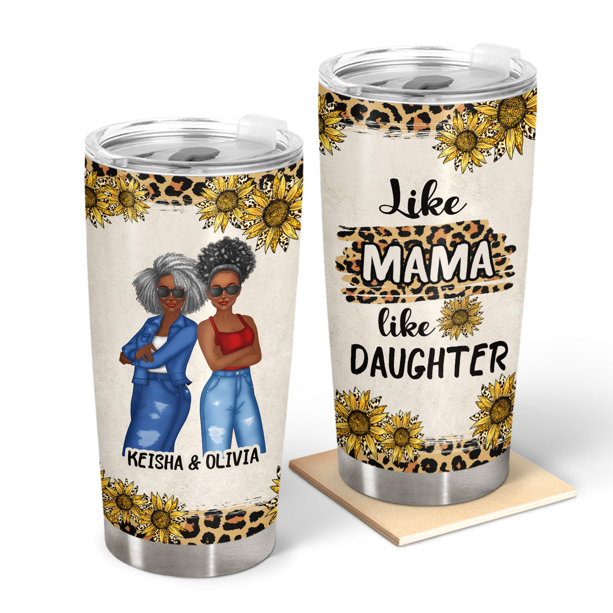 Like Mother Like Daughter Custom Gift For Afro Mama Daughters Personalized Tumbler