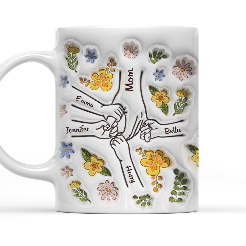 Mom Hold Our Hands, Also Our Hearts - Personalized Custom 3d Inflated Mug