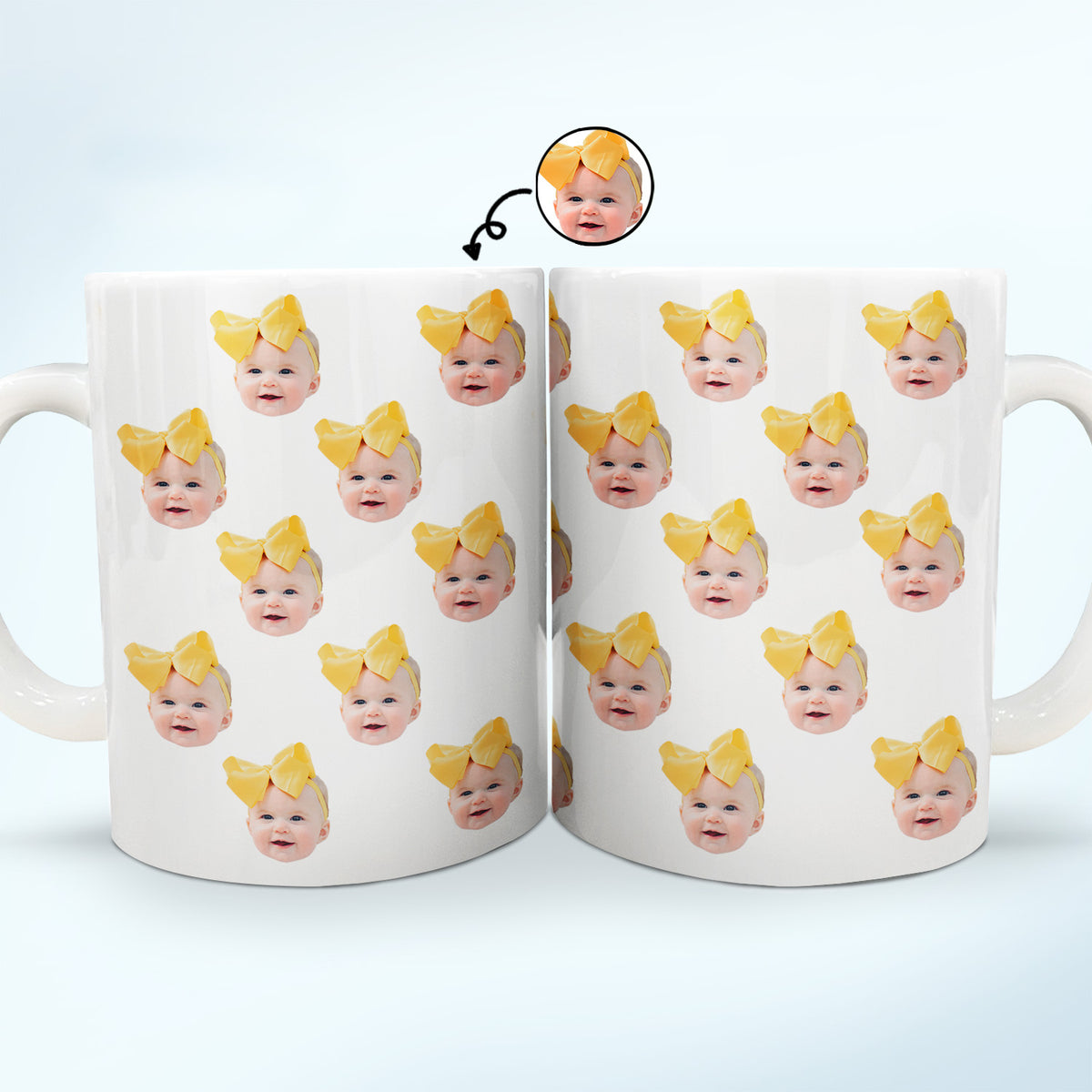 Custom Upload Photo Funny Kid Face Personalized White Mug