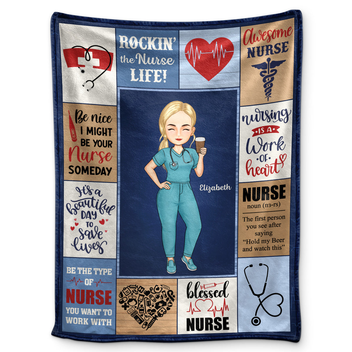 Nurse Daily It's A Beautiful Day Custom Gift For Nurse Personalized Fleece Blanket
