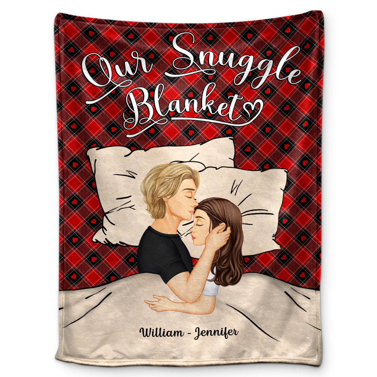 Side View Couple Our Snuggle Blanket Custom Gift For Couples Personalized Fleece Blanket