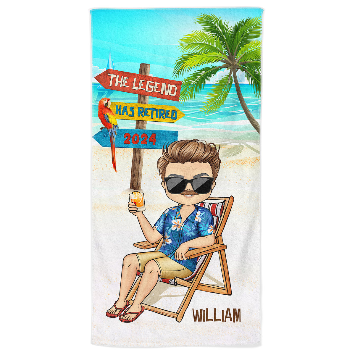 The Legend Has Retired Custom Retirement Gift For Dad Grandpa Personalized Beach Towel