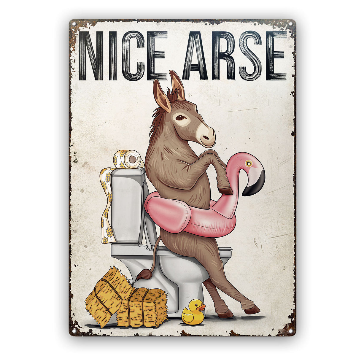 Beach Flamingo Unicorn Float Donkey Cow Chicken Funny Toilet Restroom Wall Art Metal Signs