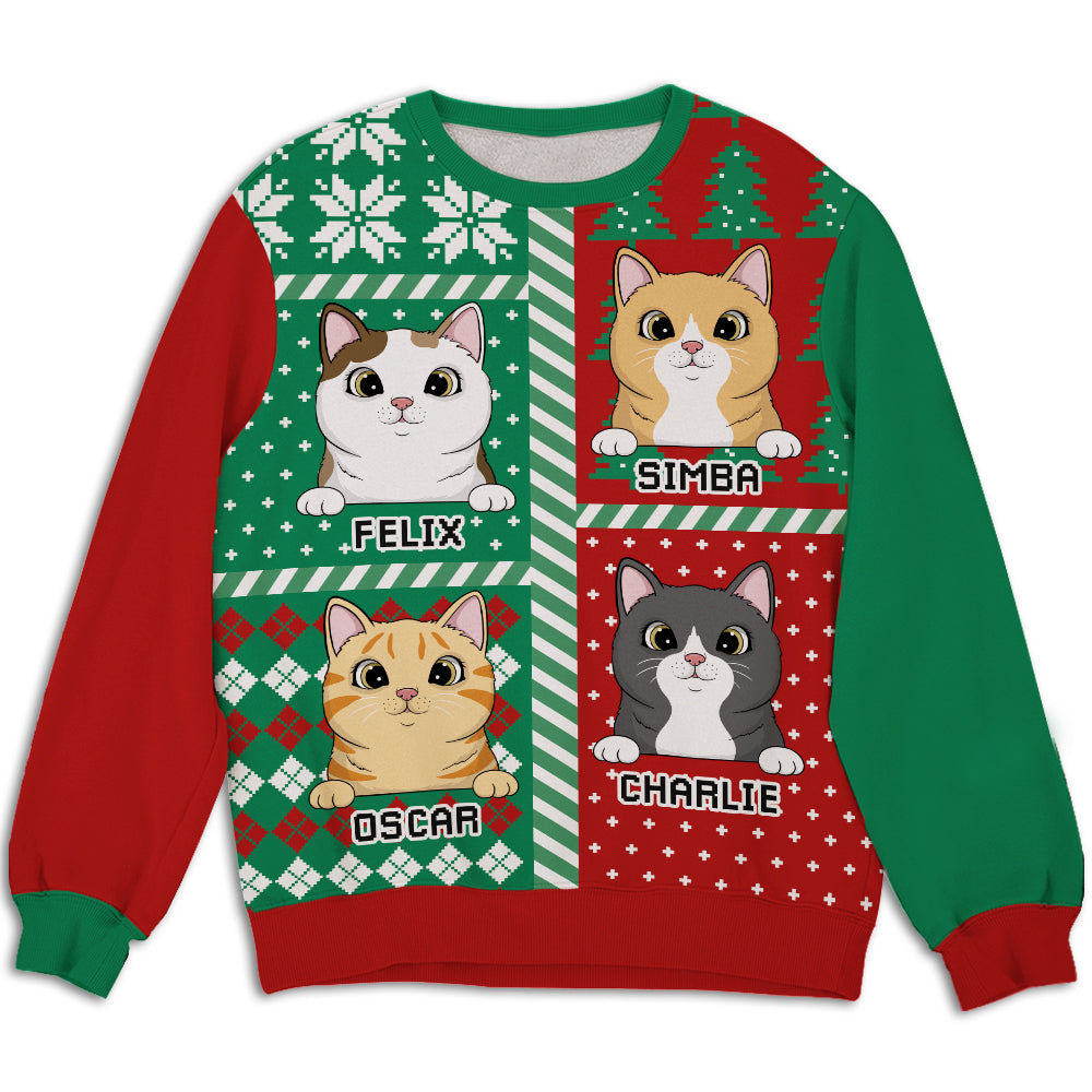 Winter Cat Patchwork - Personalized Custom All-over-print Sweatshirt