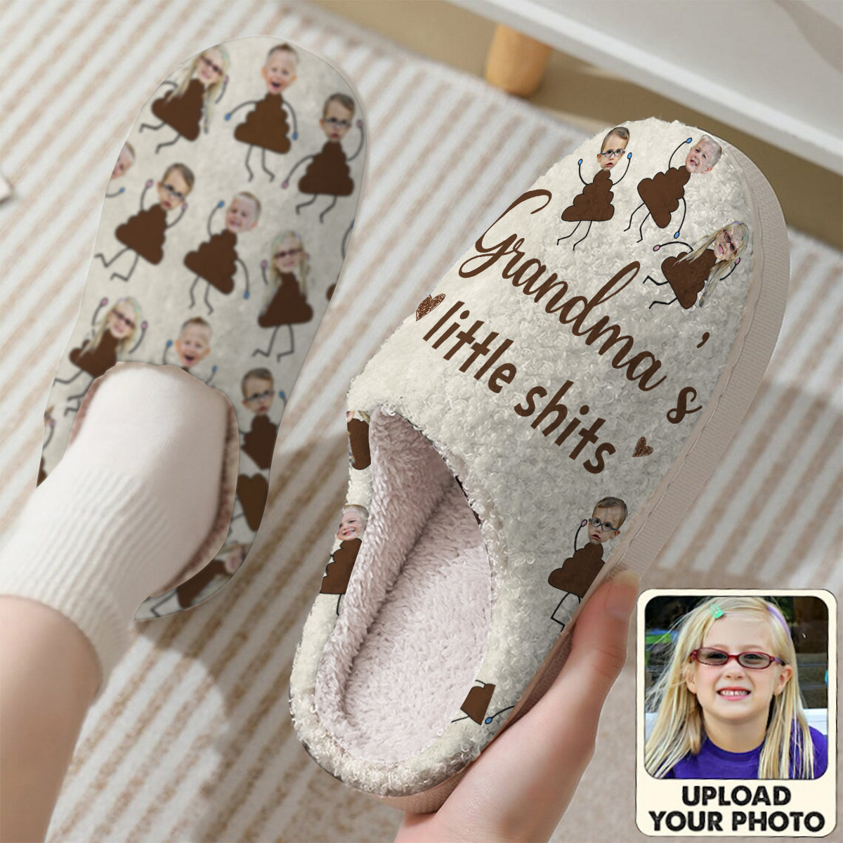 Funny Grandma's Little Shits - Custom Gift For Grandma - Personalized Slippers