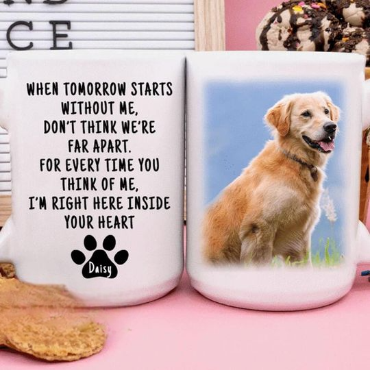 I'm Right Here Inside Your Heart Custom Upload Photo Dog Coffee Mug