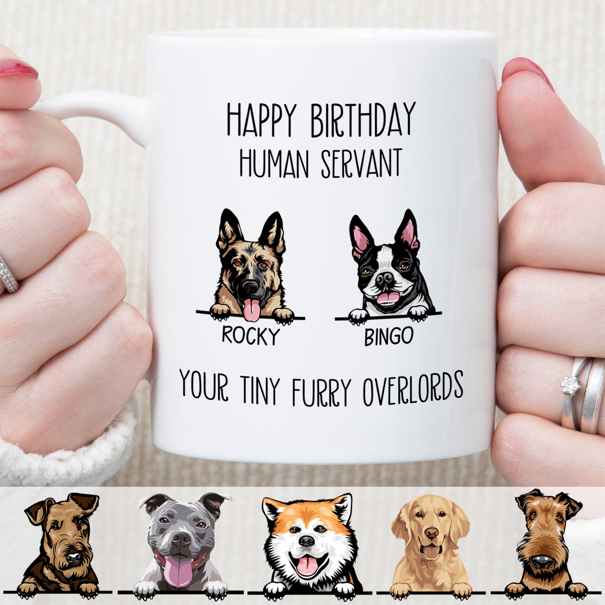 Happy Birthday Human Servant Personalized Custom Dog Mug