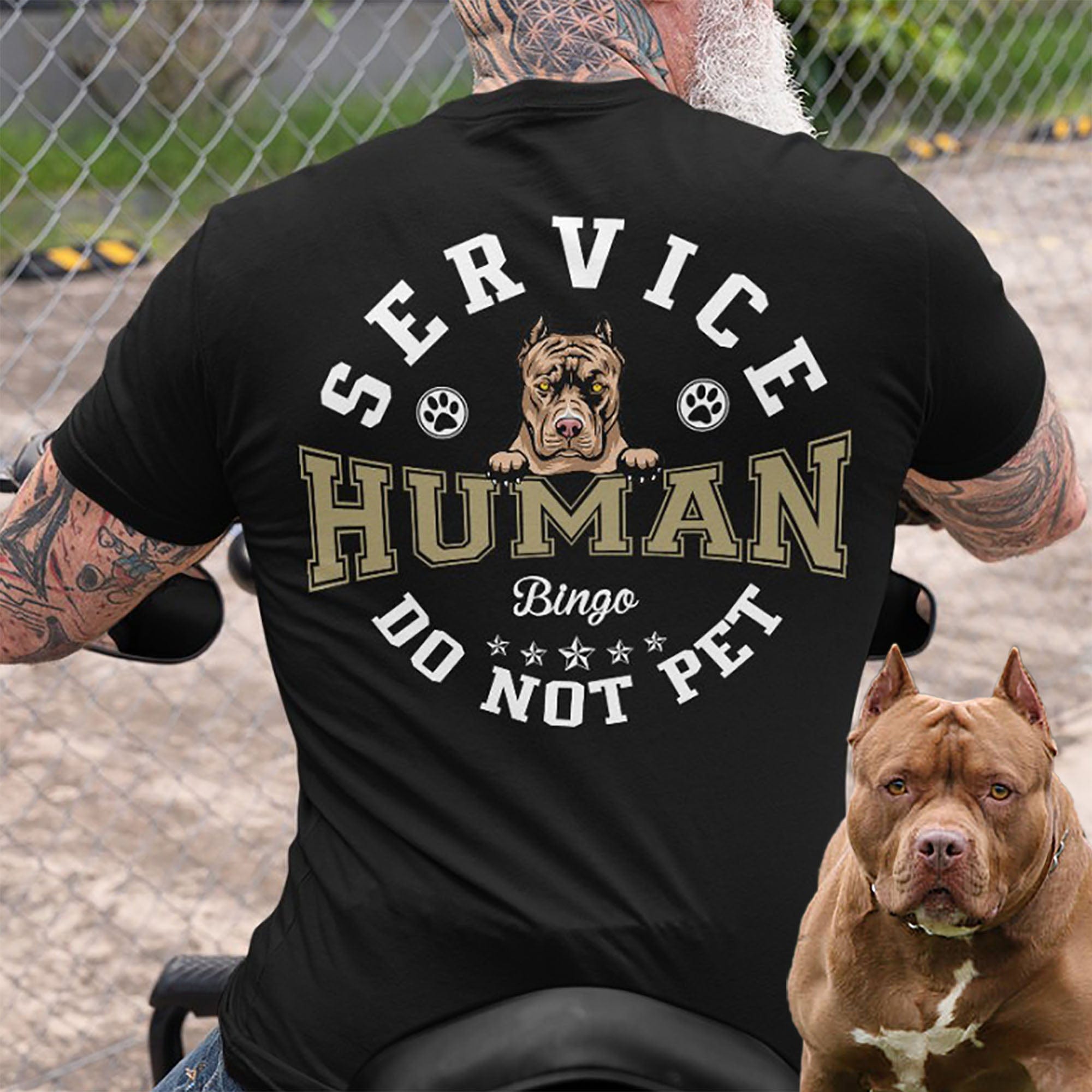 Service Human Personalized Custom Dog Backside Personalized T-shirt