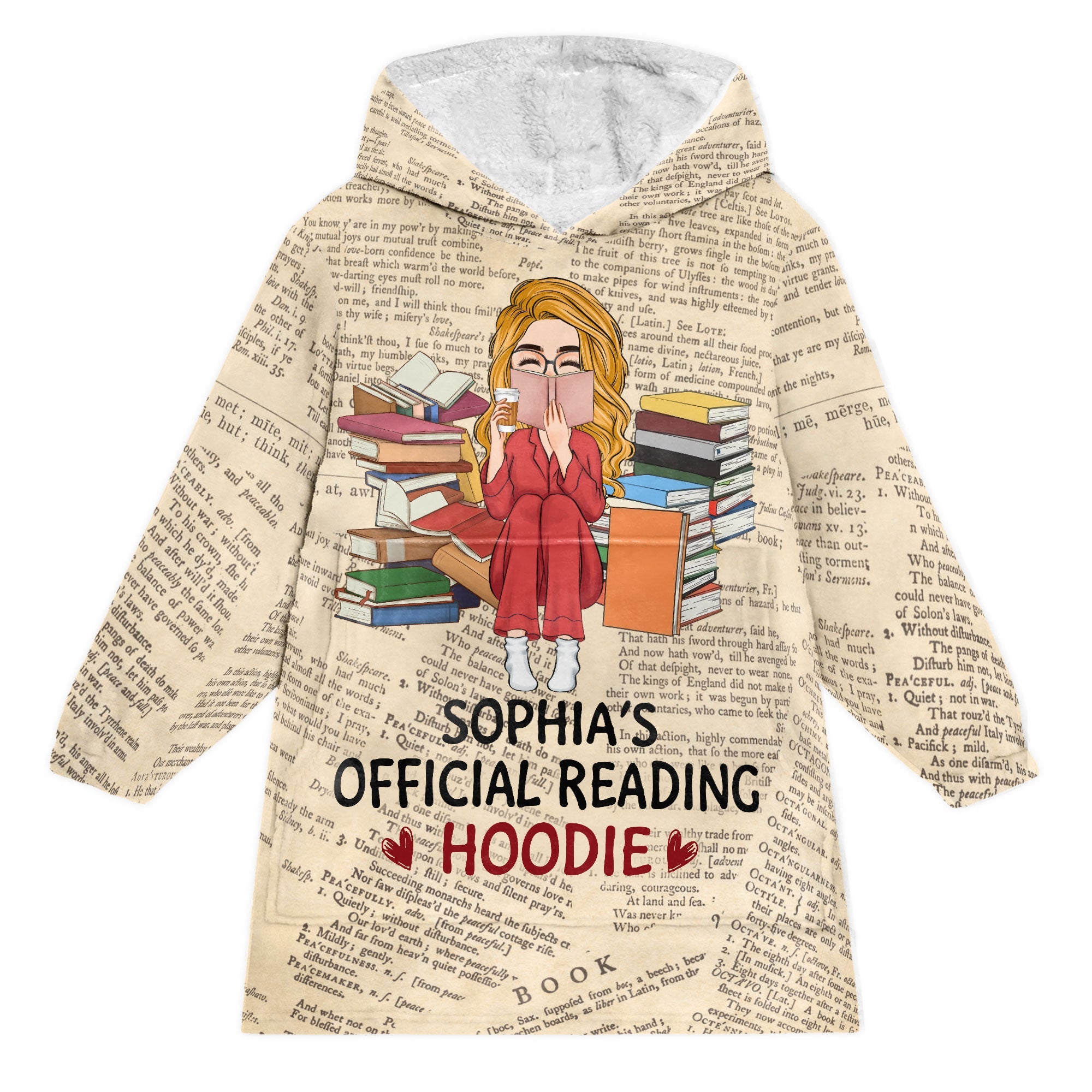 Reading Hoodie - Personalized Oversized Blanket Hoodie