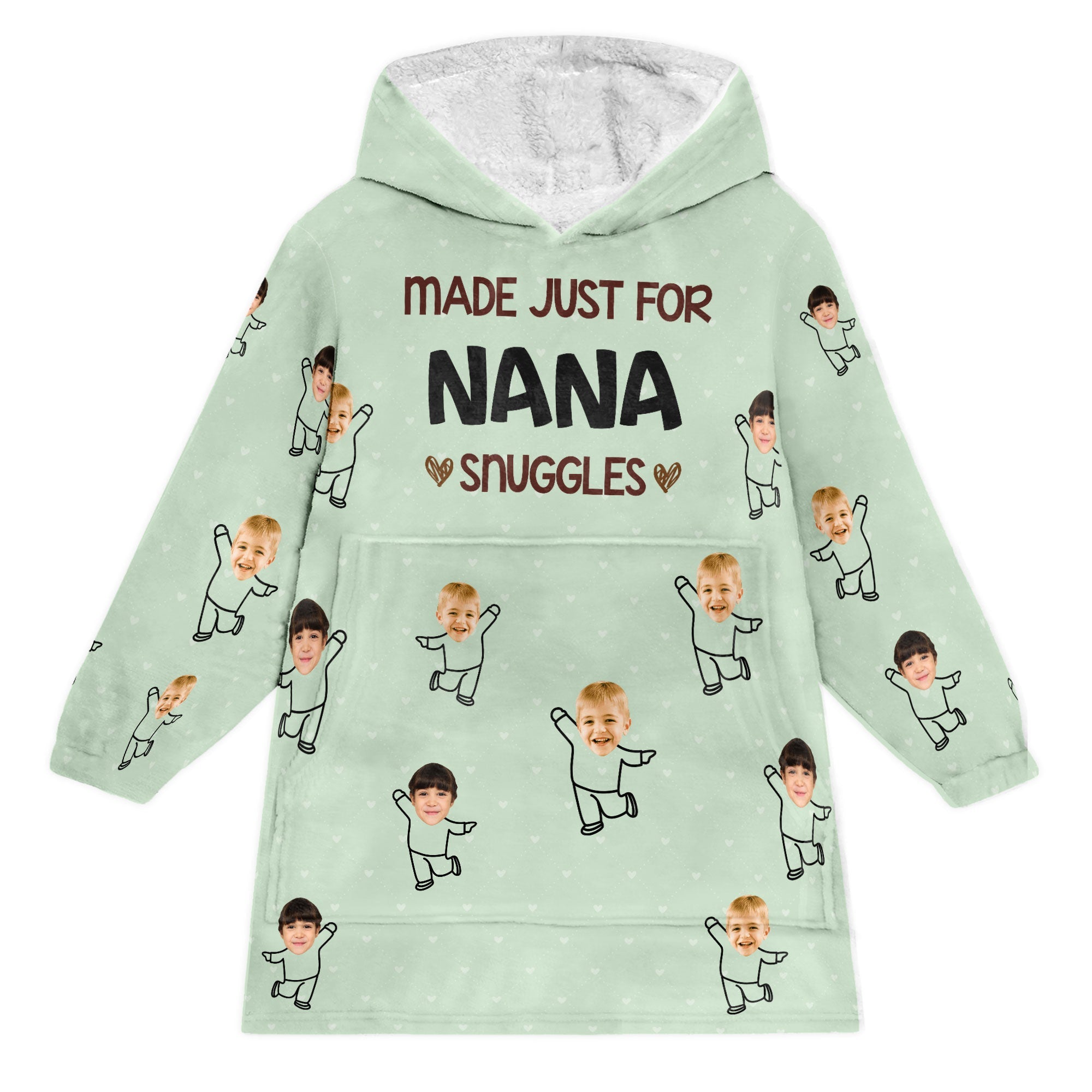 Made Just For Nana Snuggles - Personalized Oversized Blanket Hoodie - Loving Gift For Dog Mom, Cat Mom