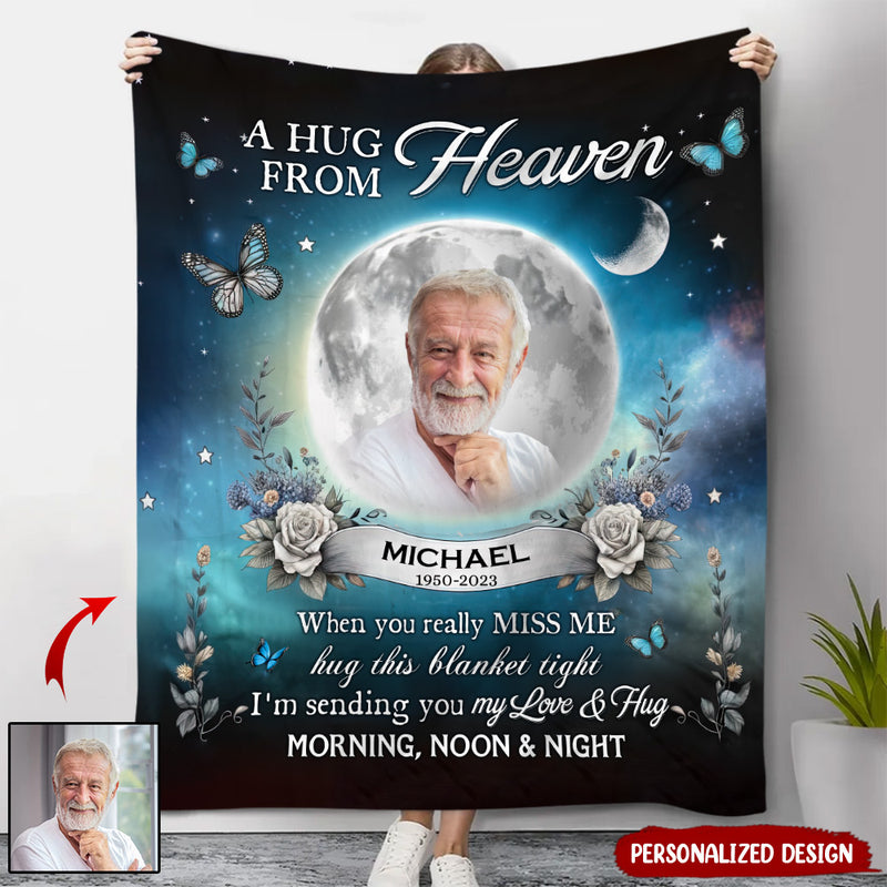 A Hug From Heaven - Personalized Custom Upload Photo Love One Fleece Blanket