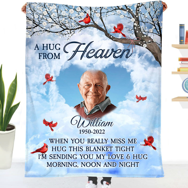Memorial Upload Photo A Hug From Heaven Personalized Fleece Blanket