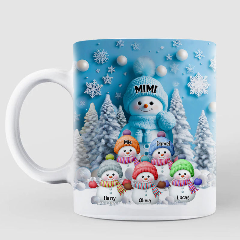 Christmas Blue Vibe Snowman Grandma Mom Colorful Kids Personalized Mug