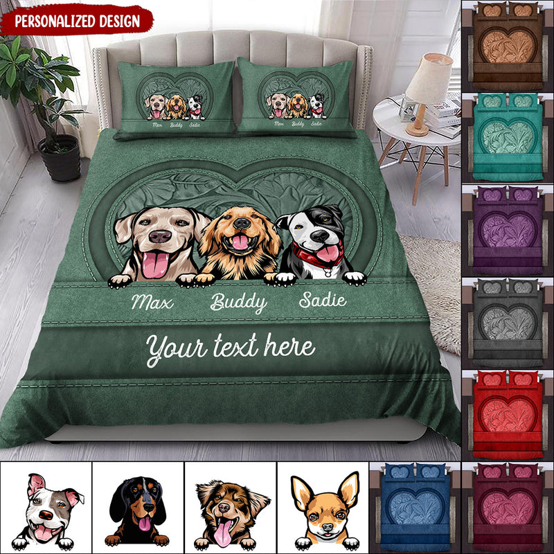 Love Puppy Pet Dog, Colorful Leather Texture Personalized Bedding Set