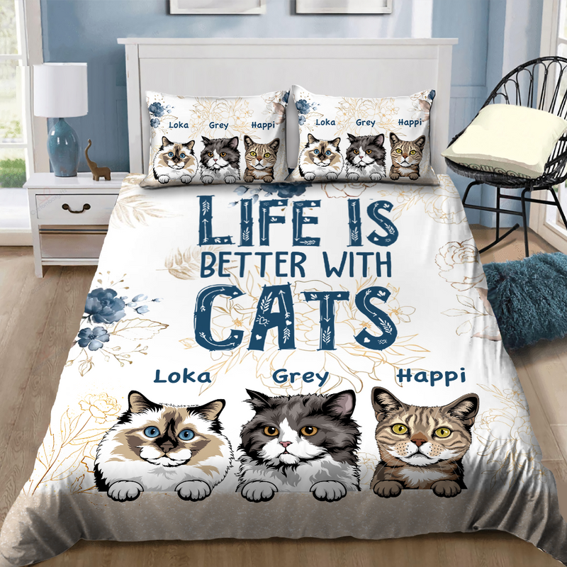 Life Is Better With Cats Purrfect Gift For Cat Lovers Personalized Bedding Set