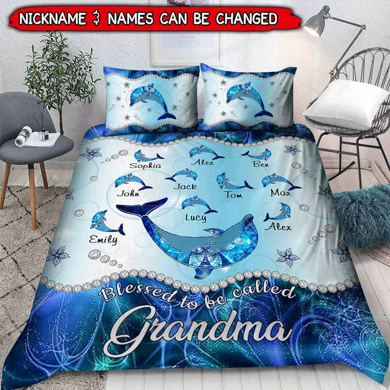 Grandma Touch This Heart Dolphin Lover Personalized Bedding Set
