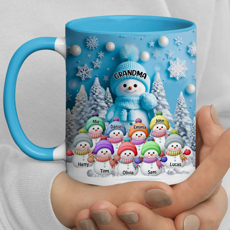 Christmas Blue Vibe Snowman Grandma Mom Colorful Kids Personalized Accent Mug Nvl15nov23va1
