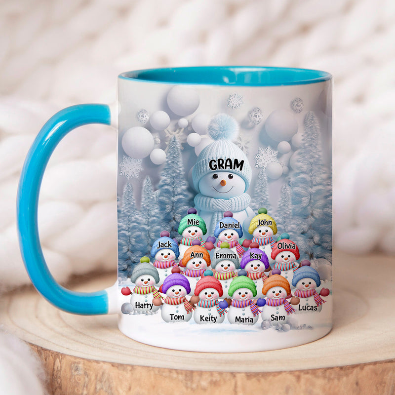 Christmas Blue Vibe Snowman Grandma Mom Colorful Kids Personalized Accent Mug