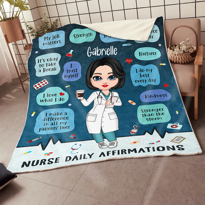 Nurse Daily Affirmation - Gift For Nurse - Personalized Fleece Blanket