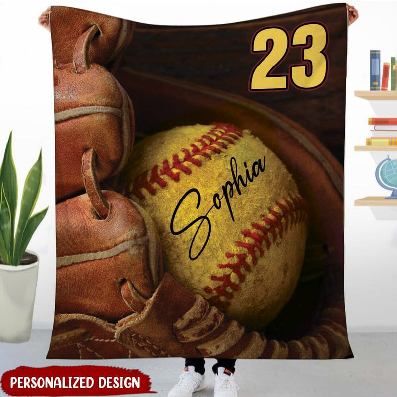 Personalized Name Number Softball Gift For Daughter From Mom Dad Daughter Blanket
