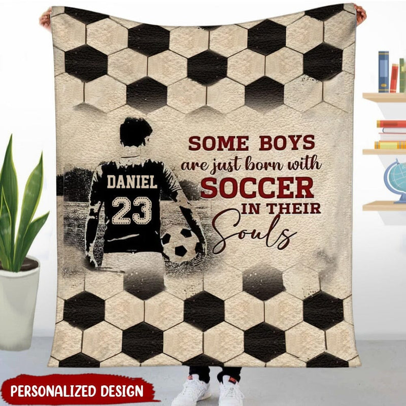 Some Boys Girl Are Just Born With Soccer Personalized Fleece Blanket
