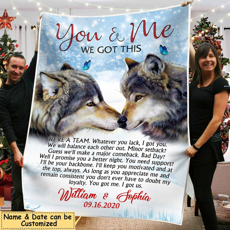 Couple Wolf You And Me We Got This Personalized Fleece Blanket