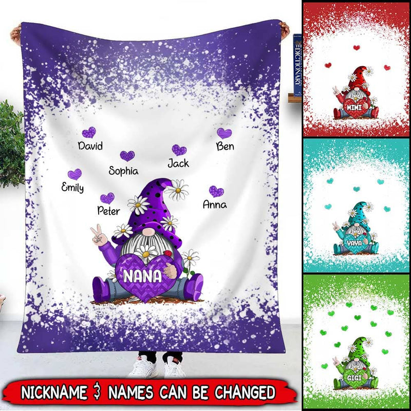 Christmas Gift For Grandkids With Gnome Heart Personalized Mommy, Nana, Grandma Blanket