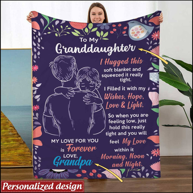 Christmas Gift For Granddaughter From Grandpa Personalized Fleece Blanket