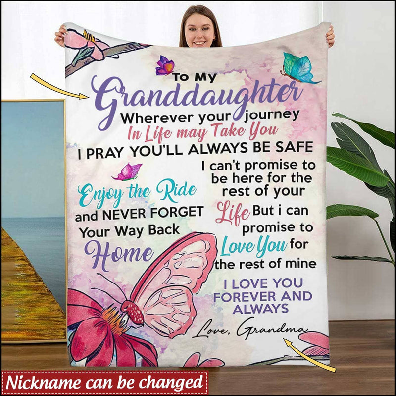 Butterfly Lover Gift For Granddaughter From Grandma Personalized Fleece Blanket