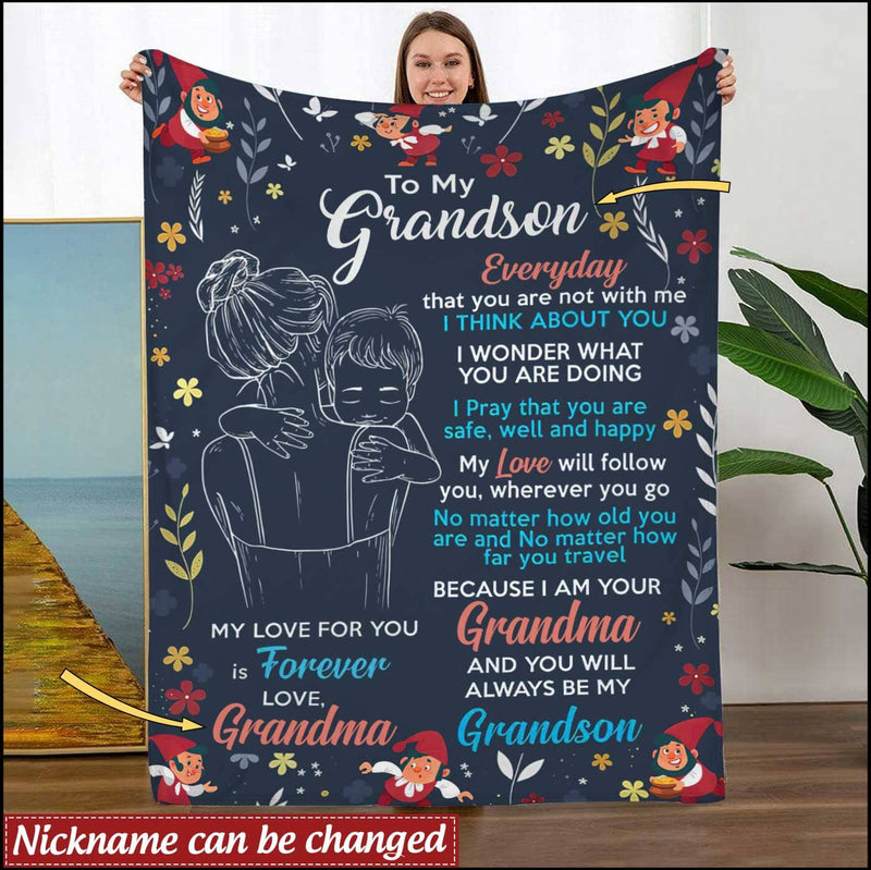 Christmas Gift For Grandson From Grandma Personalized Fleece Blanket