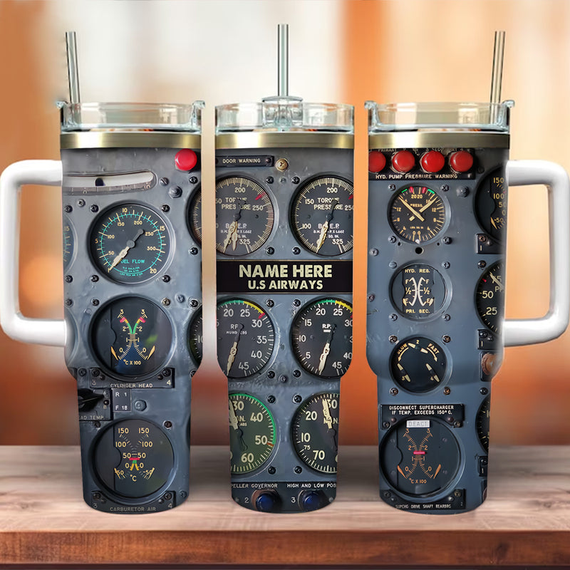 Flight Instruments Panel 40oz Tumbler With Straw, Personalized Gift For Pilot