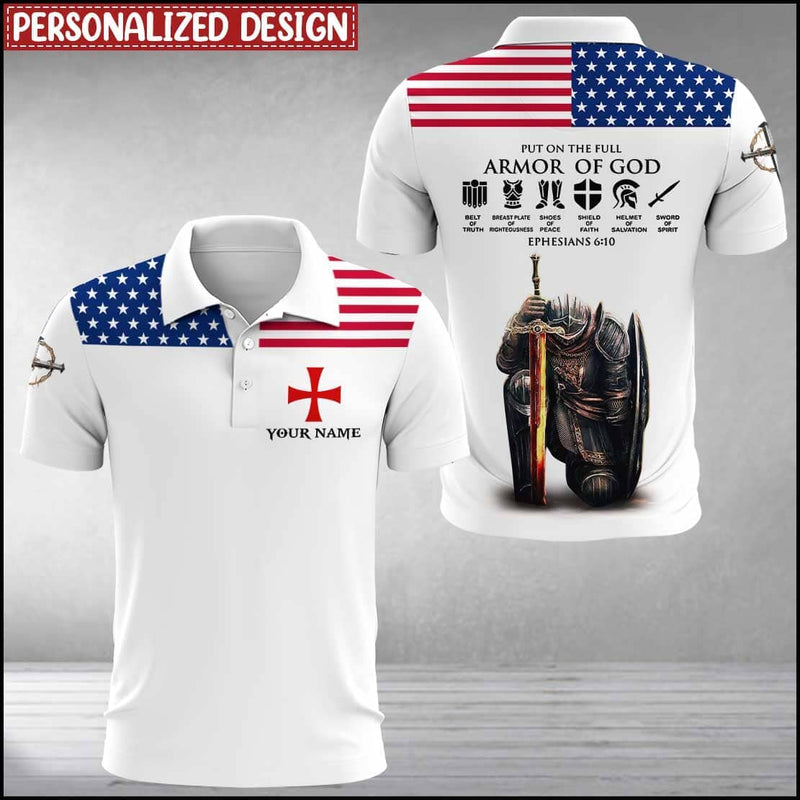 Knight Put On The Full Armor Of God Personalized Polo Shirt