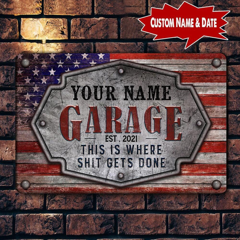 Personalized Vintage American Garage Metal Sign