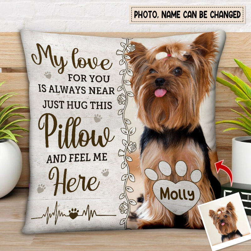 Custom Photo Hug This Pillow Then You Know I'm Here Memorial Personalized Pillow