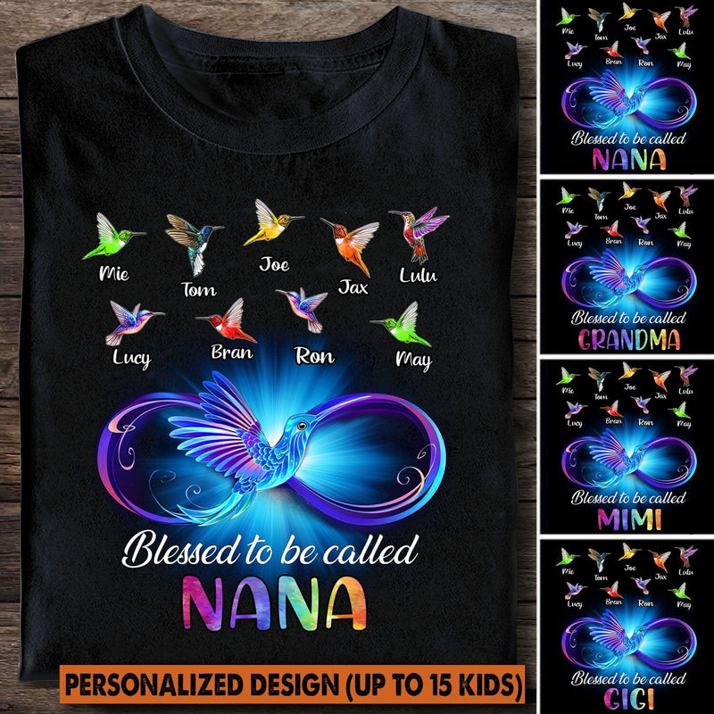 Blessed To Be Called Nana Infinity Hummingbird Personalized T-shirt