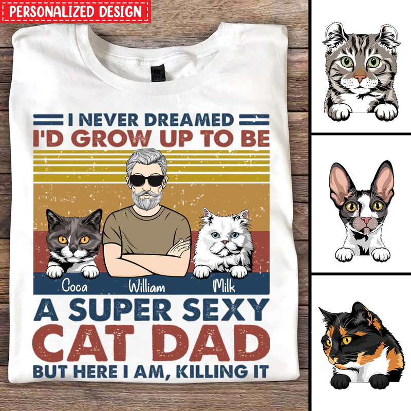 A Super Sexy Cat Dad Personalized White T-shirt Purrfect Gift For Cat Dads