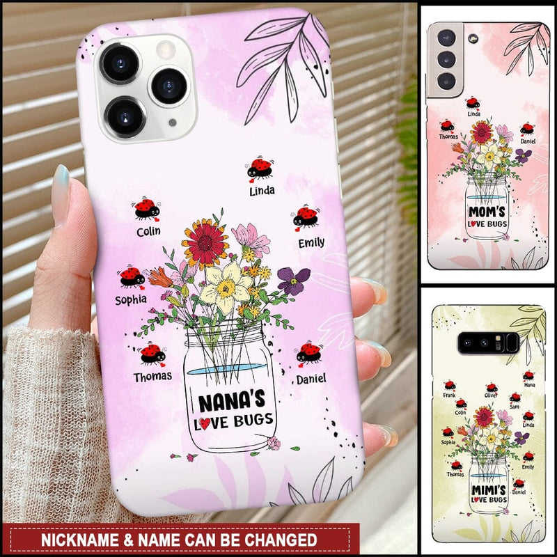 Personalized Grandma Mom Nana's Love Bugs Mother's Day Birthday Gift Phone Case