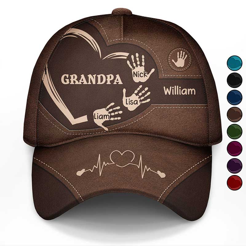 Grandpa Dad Kids Handprints - Personalized Classic Baseball Cap 3d