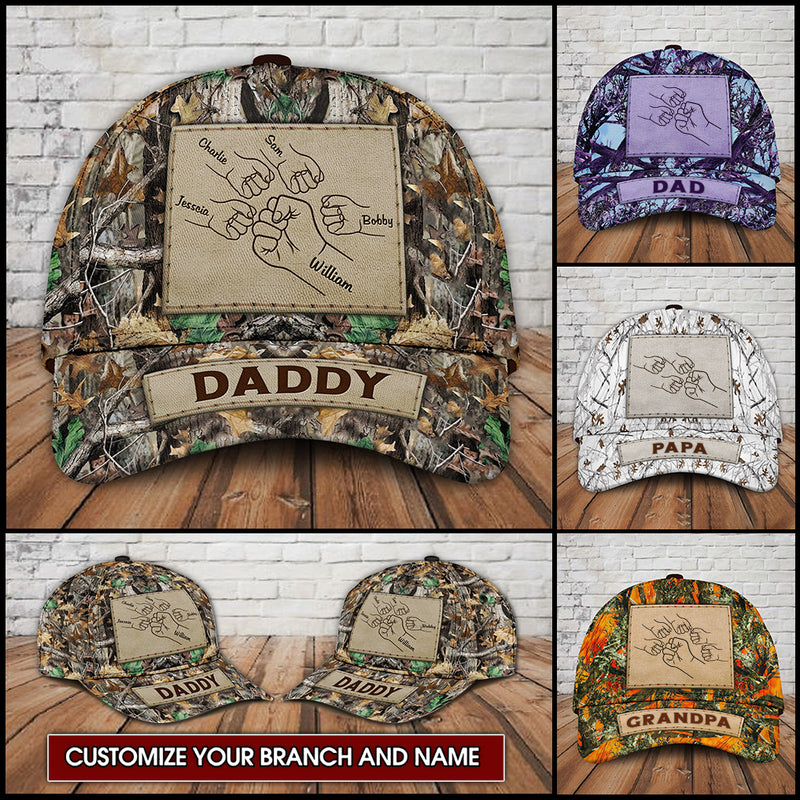 Outline Fist Bump Daddy Grandpa Personalized Father's Day Gift Classic Baseball Cap 3d