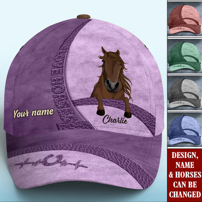 Love Horses Colorful Leather Pattern Personalized Classic Baseball Cap 3d